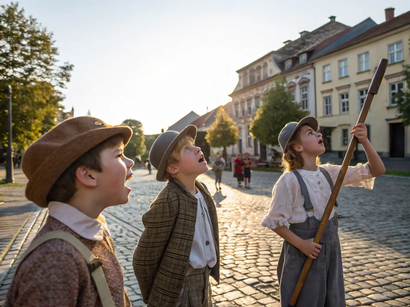 A photo of children participating in a historical reenactment event, highlighting the society's educational outreach.